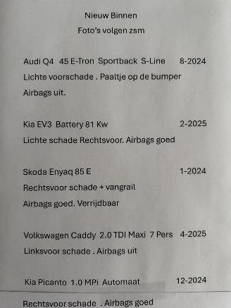 damaged passenger cars Audi Q4 E-Tron 45E Sportback S-Line 2024/8