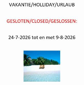 Bentley  VAKANTIE/HOLLIDAY/URLAUB  GESLOTEN/CLOSED/GESLOSSEN:  24-7-2026 tot en met 9-8-2026 2026/7