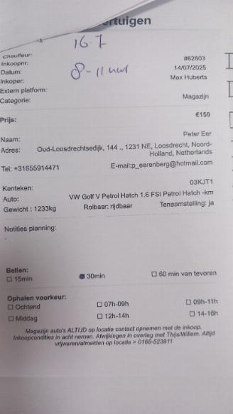 Sloopauto Volkswagen Golf Golf V (1K1) Hatchback 1.6 FSI 16V (BLP) [85kW]  (10-2003/07-2008) 2004